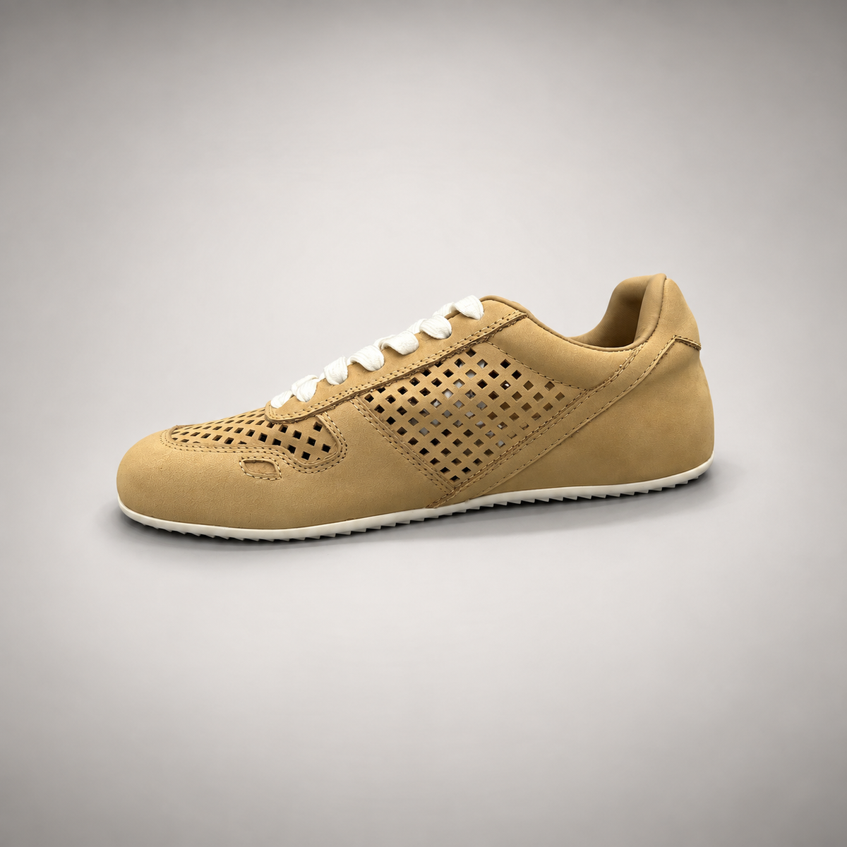 Tan perforated leather sneaker