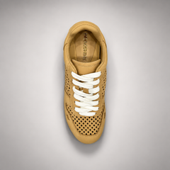 Tan perforated leather sneaker