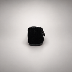 Black buckle-strap suede flat