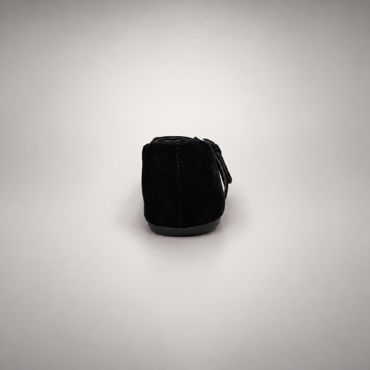 Black buckle-strap suede flat