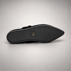 Black buckle-strap suede flat