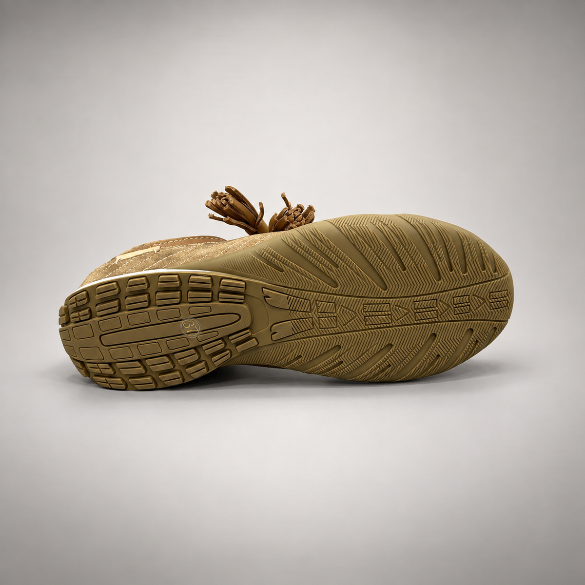 Olive brown fringe suede sneaker
