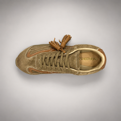 Olive brown fringe suede sneaker