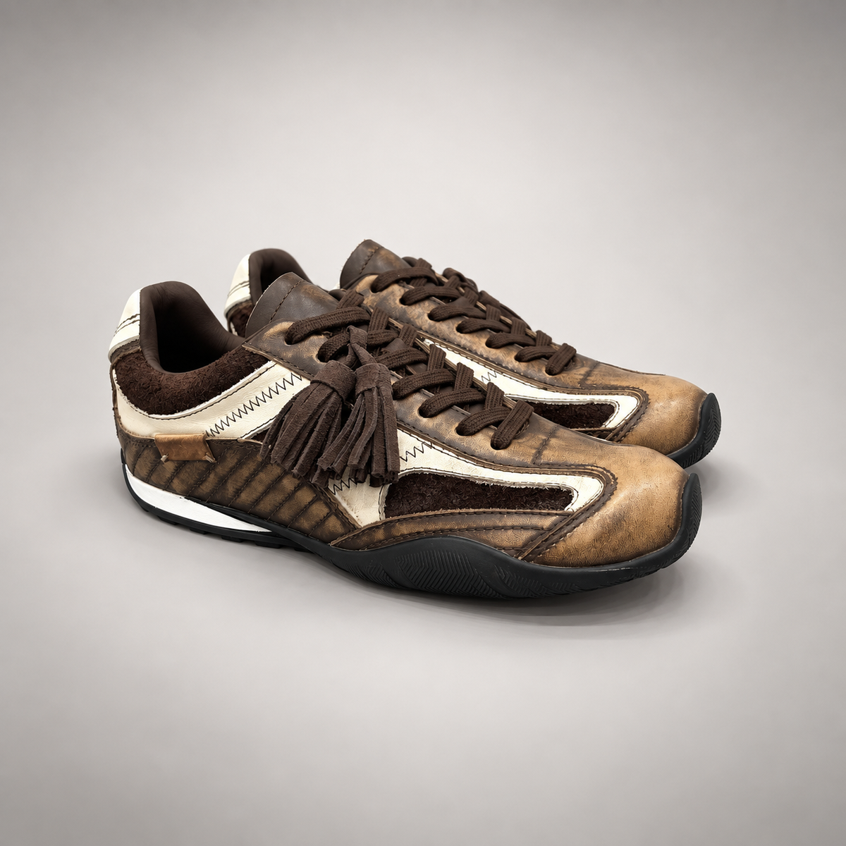 Dark brown tassel leather sneaker