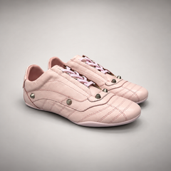 Blush pink studded leather sneaker