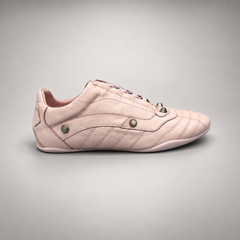 Blush pink studded leather sneaker