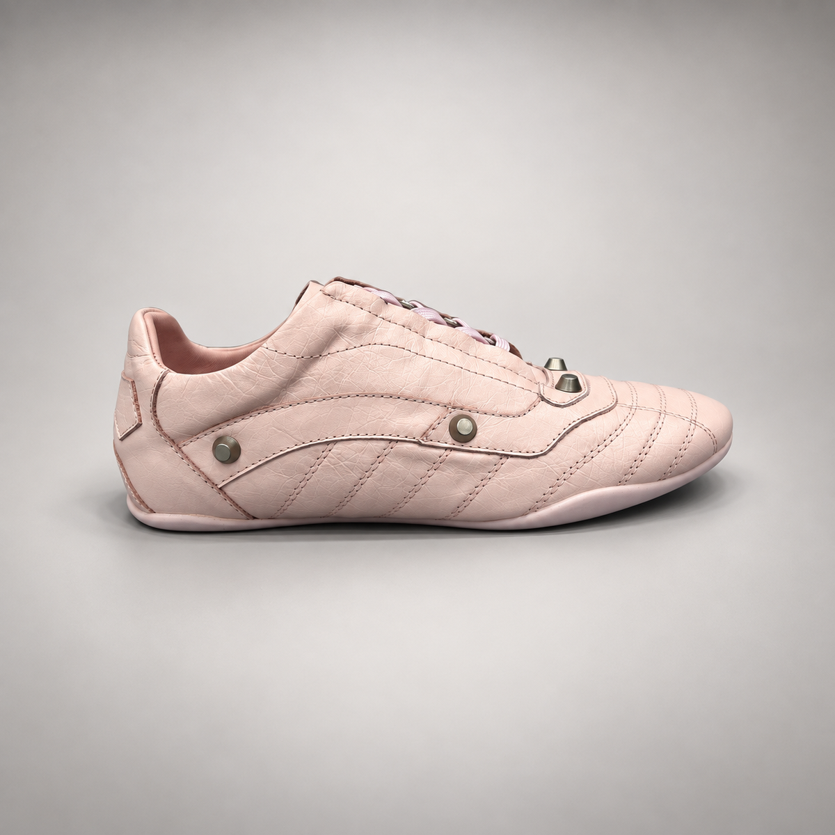 Blush pink studded leather sneaker