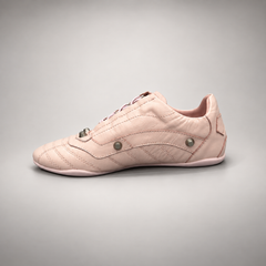 Blush pink studded leather sneaker