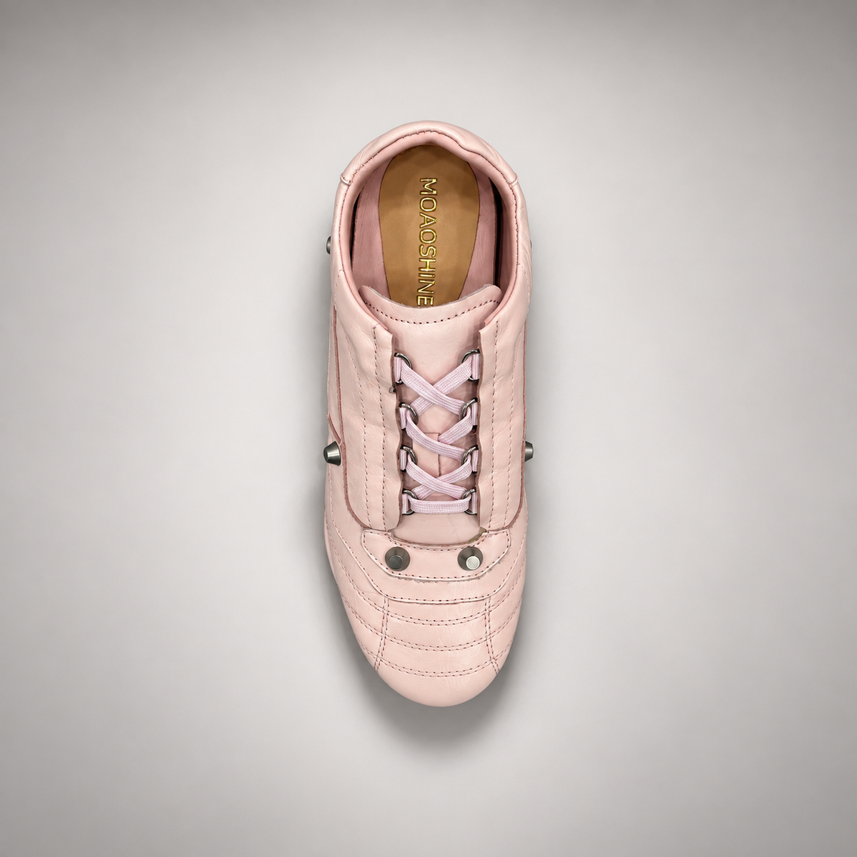 Blush pink studded leather sneaker