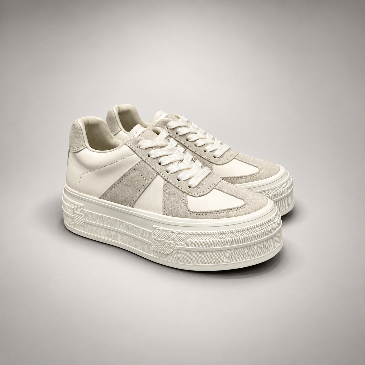 Off-white gray platform leather sneaker