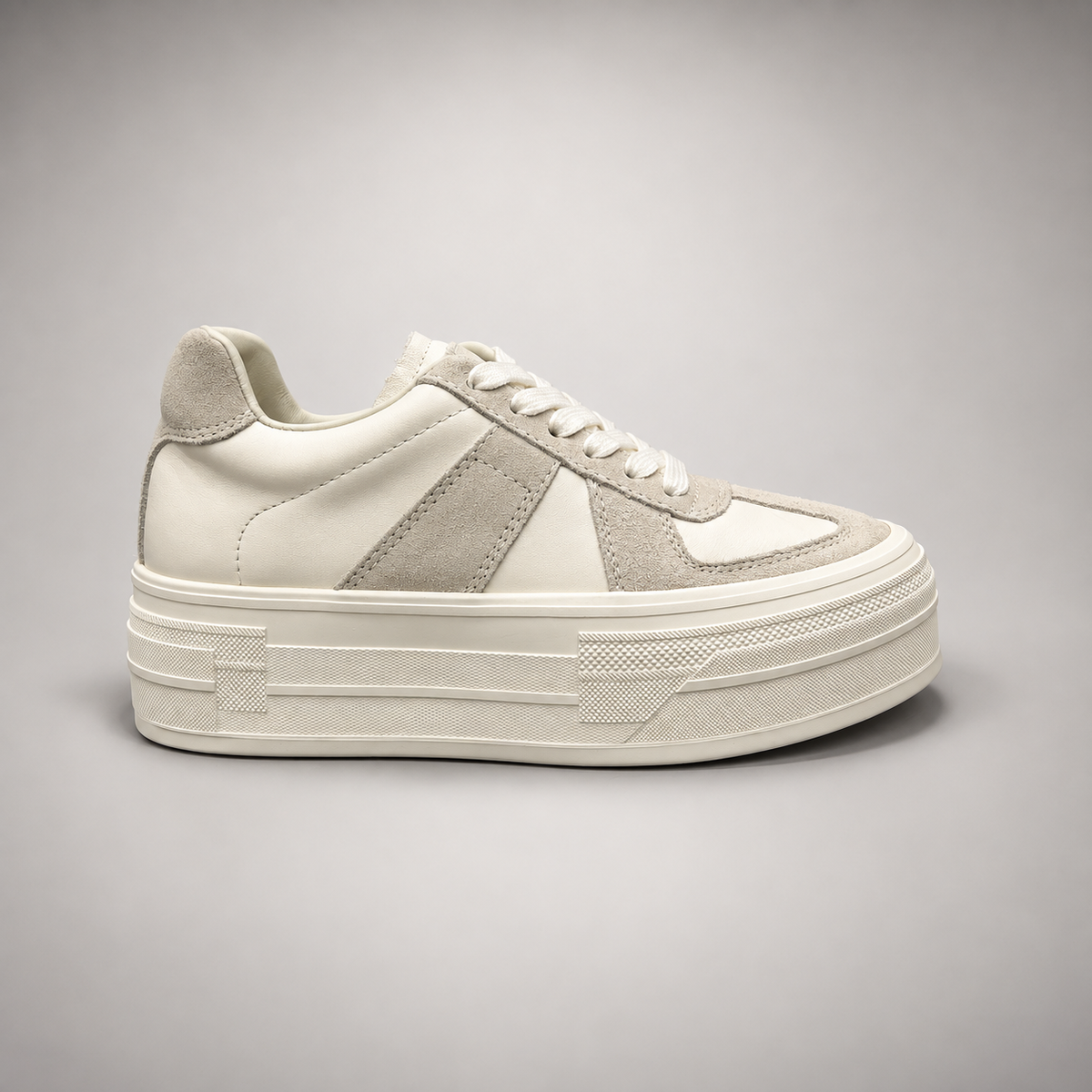Off-white gray platform leather sneaker