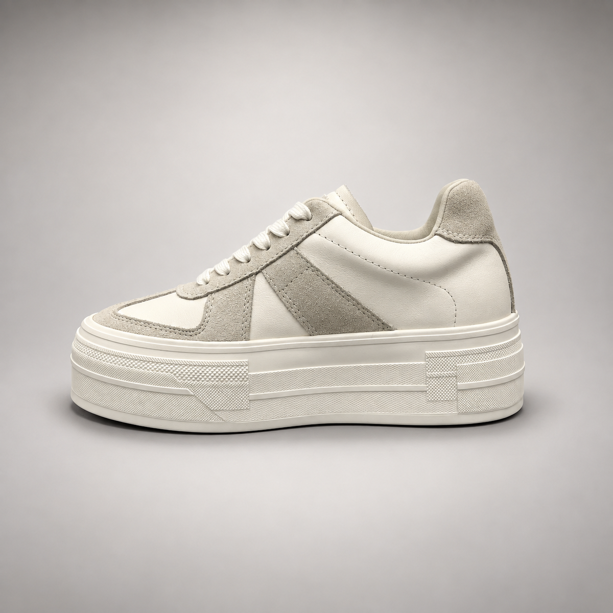 Off-white gray platform leather sneaker