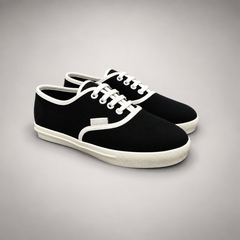 Black canvas lace-up sneakers, product view