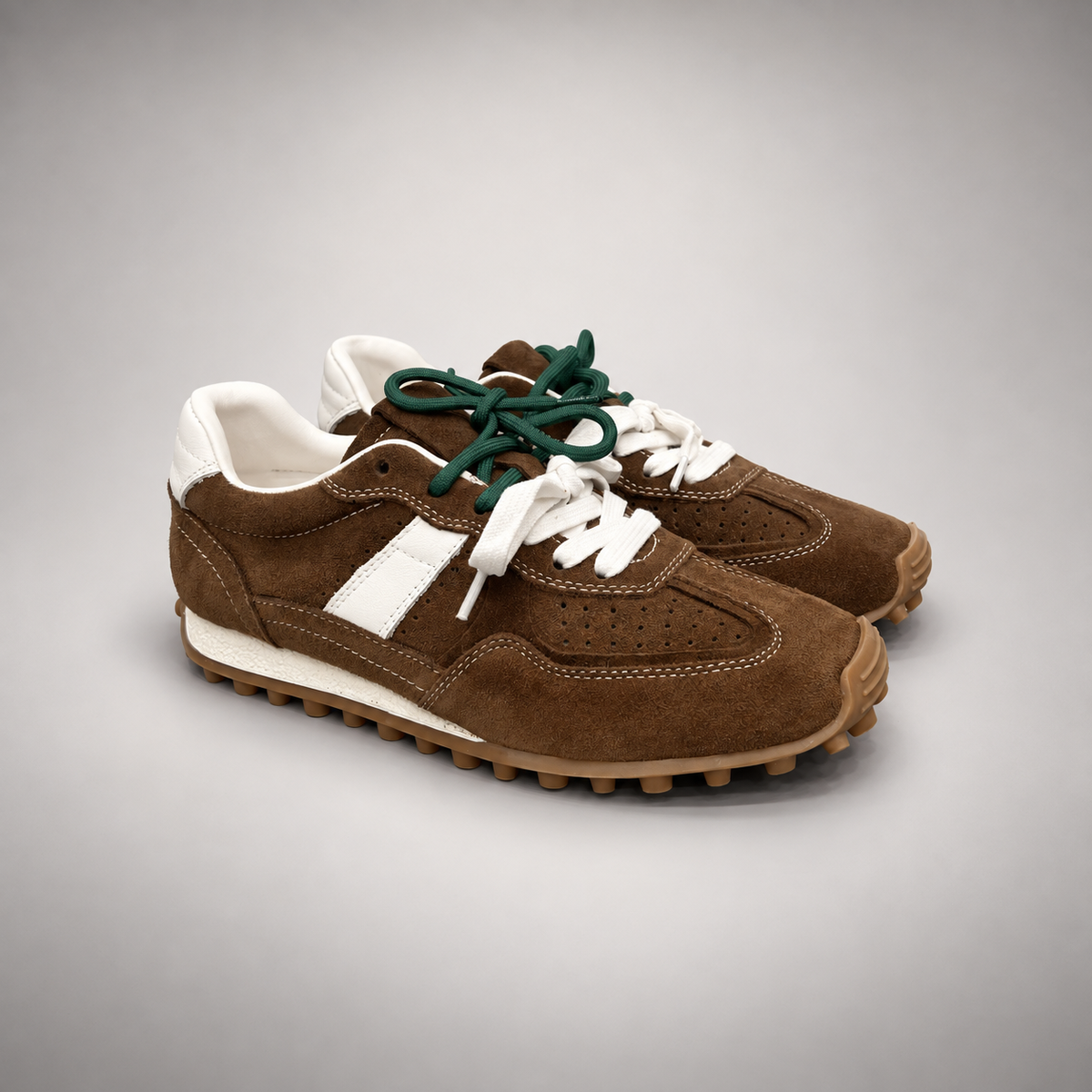 Dark brown suede sneakers, product view