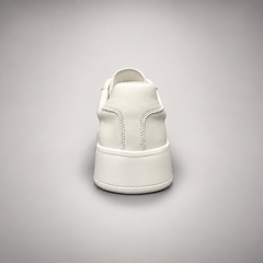 White Leather Lace-Up Platform Sneakers rear view