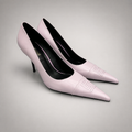 Pink pump pair three-quarter view showing a pointed toe
