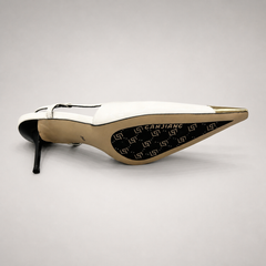 White slingback pump outsole view showing the cow leather outsole