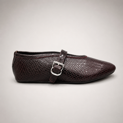 Burgundy Brown buckle-strap flat product view 2