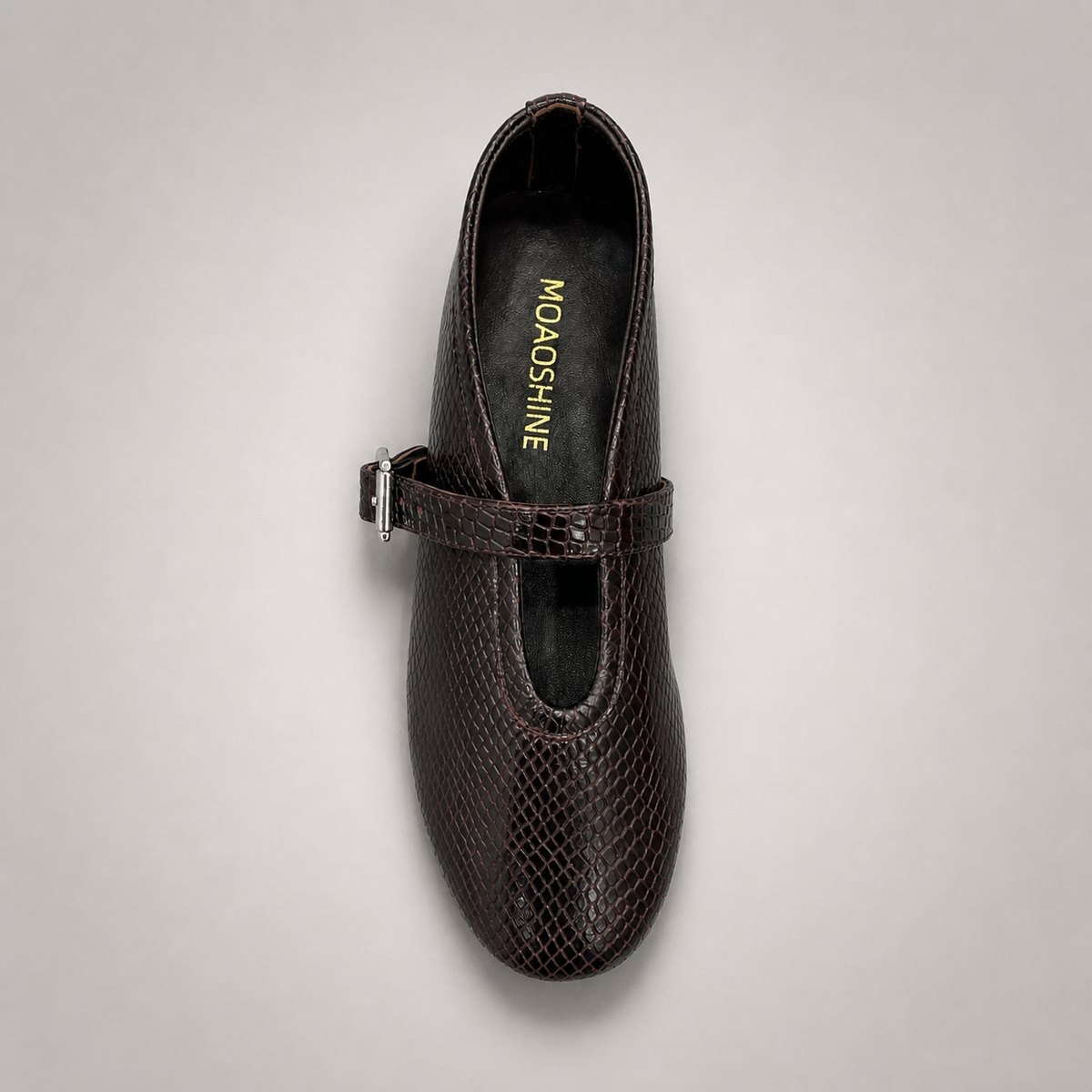 Burgundy Brown buckle-strap flat product view 6