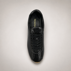 Black low-profile lace-up sneaker product view 6