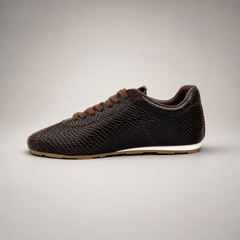 Burgundy Brown low-profile lace-up sneaker product view 3
