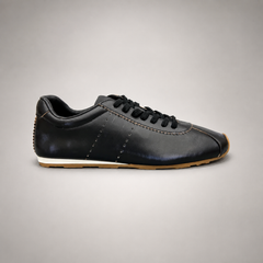 Black low-profile lace-up sneaker product view 2