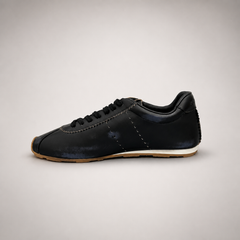 Black low-profile lace-up sneaker product view 3