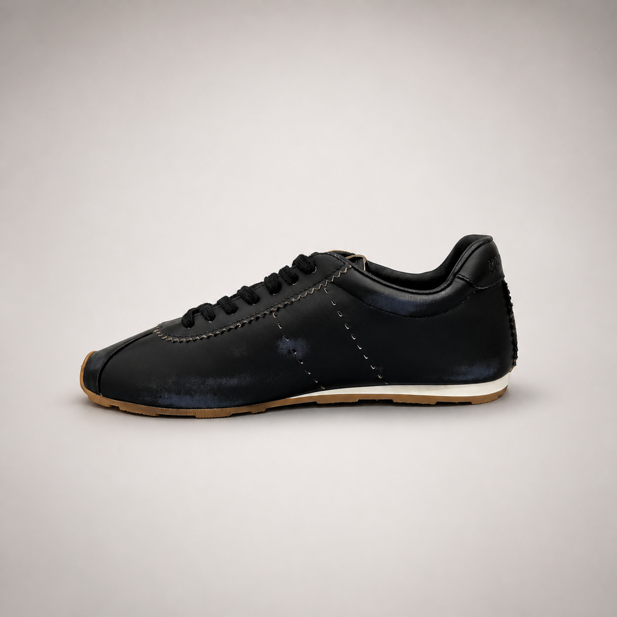 Black low-profile lace-up sneaker product view 3
