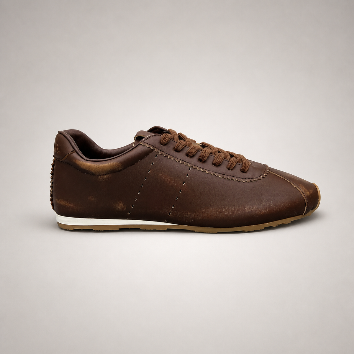 Brown low-profile lace-up sneaker product view 2