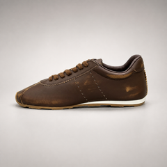 Brown low-profile lace-up sneaker product view 3