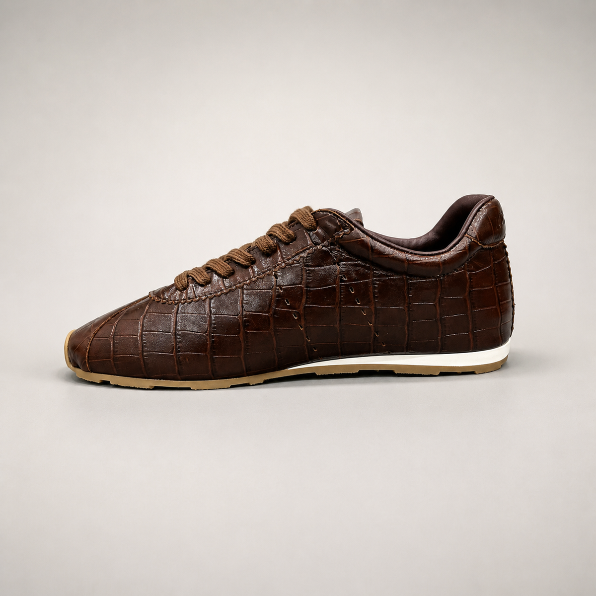 Dark Brown low-profile lace-up sneaker product view 3