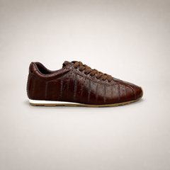 Brown low-profile lace-up sneaker product view 2