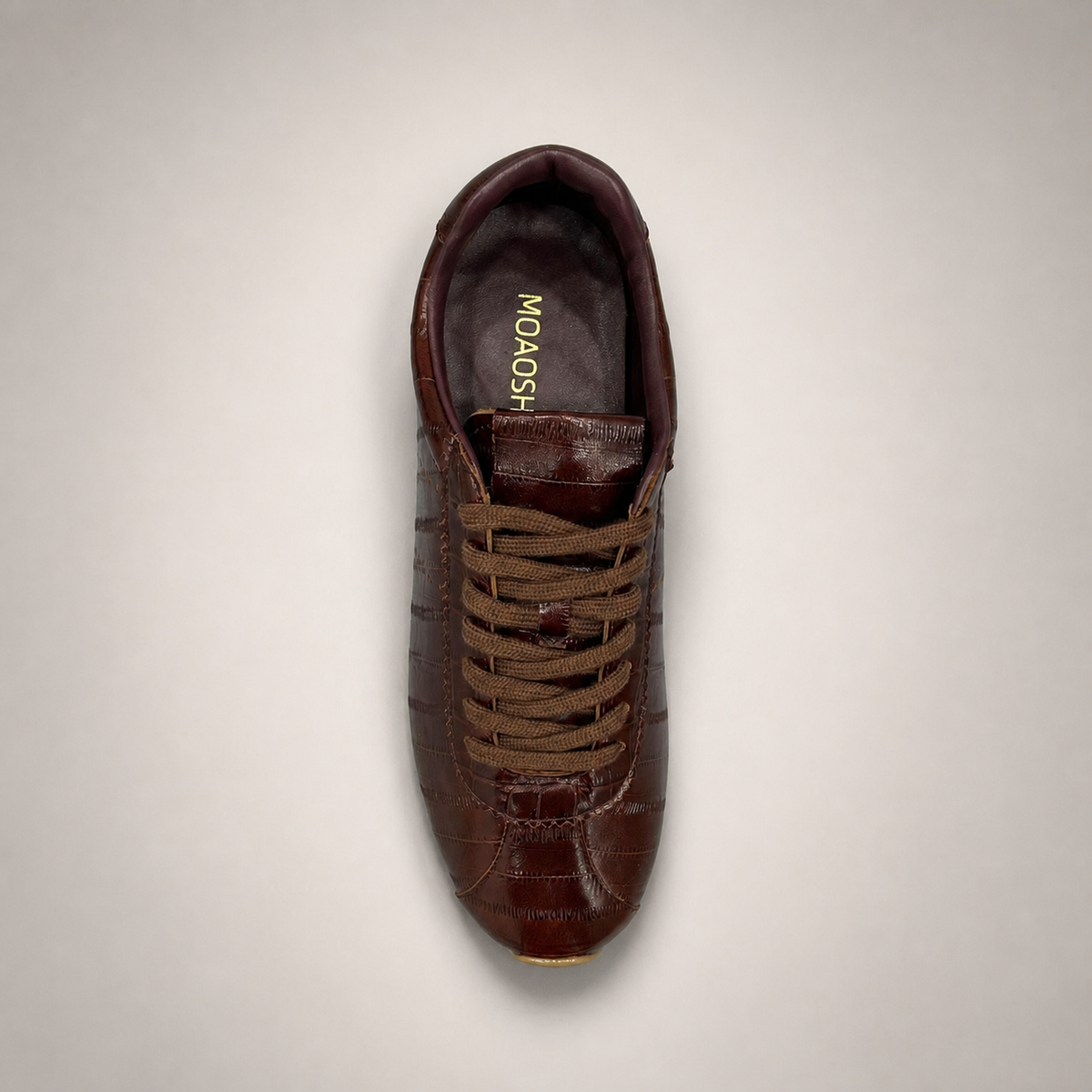 Brown low-profile lace-up sneaker product view 5