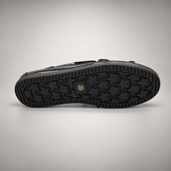 Black Embossed Leather Boat Shoes