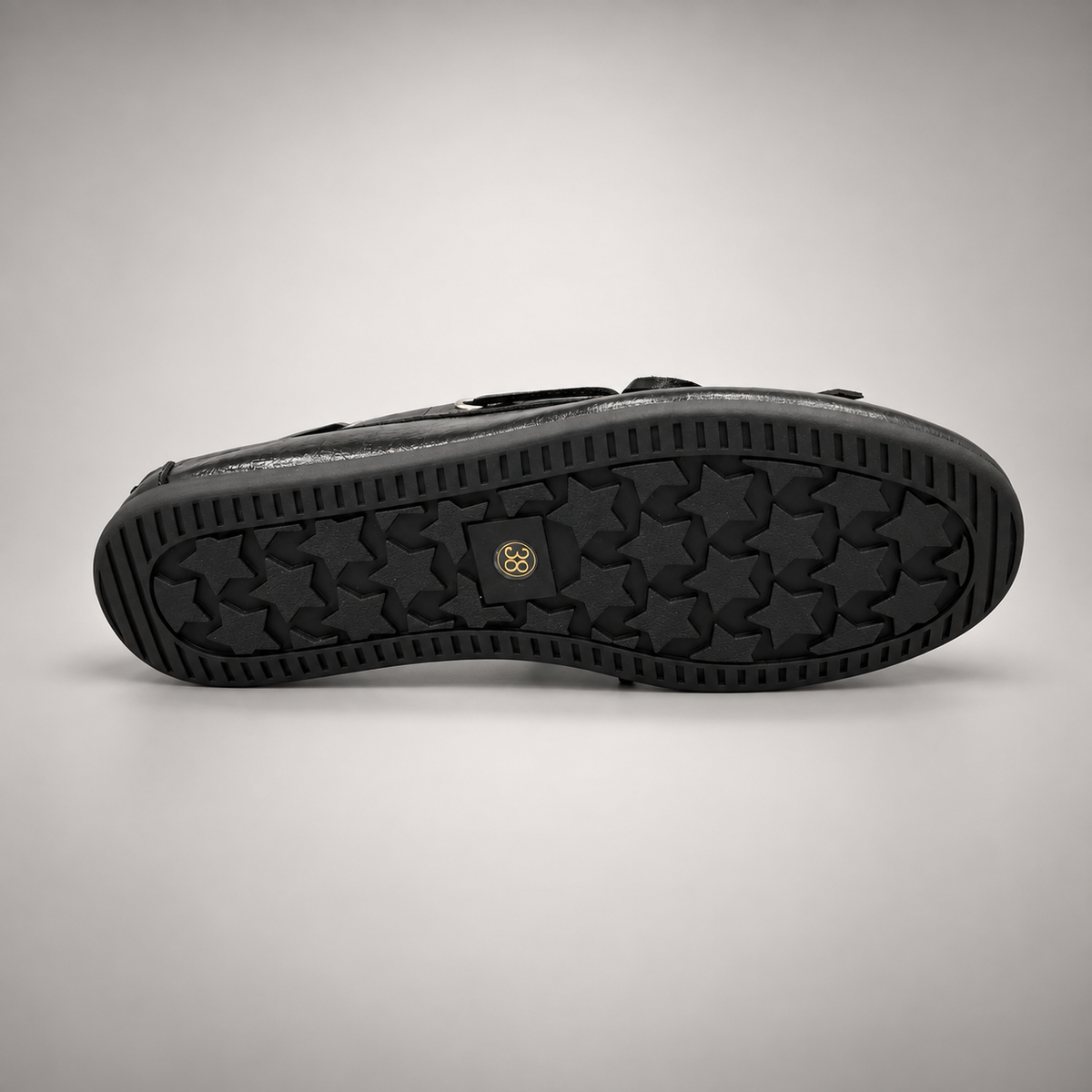 Black Embossed Leather Boat Shoes