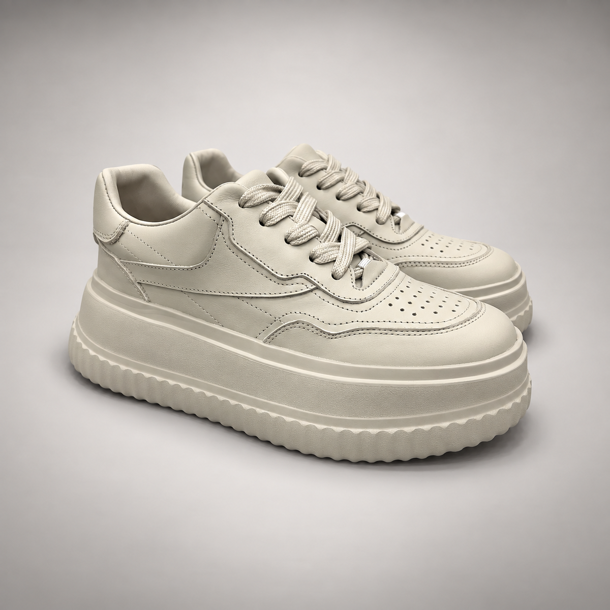 White Platform Leather Sneakers