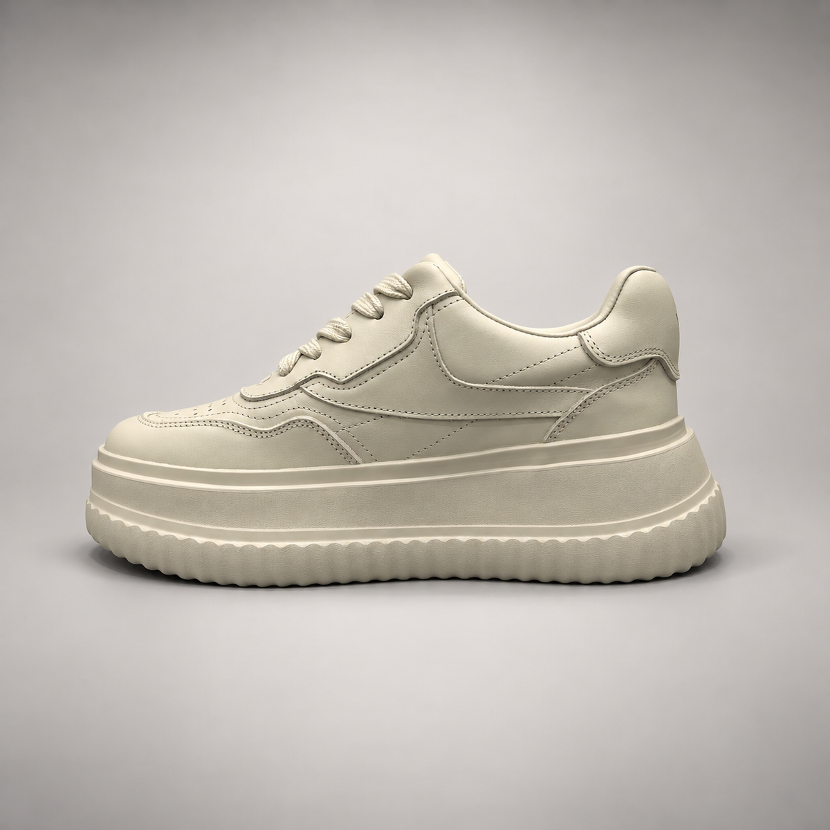 White Platform Leather Sneakers