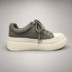 Gray-White Platform Leather Sneakers