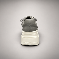 Gray-White Platform Leather Sneakers
