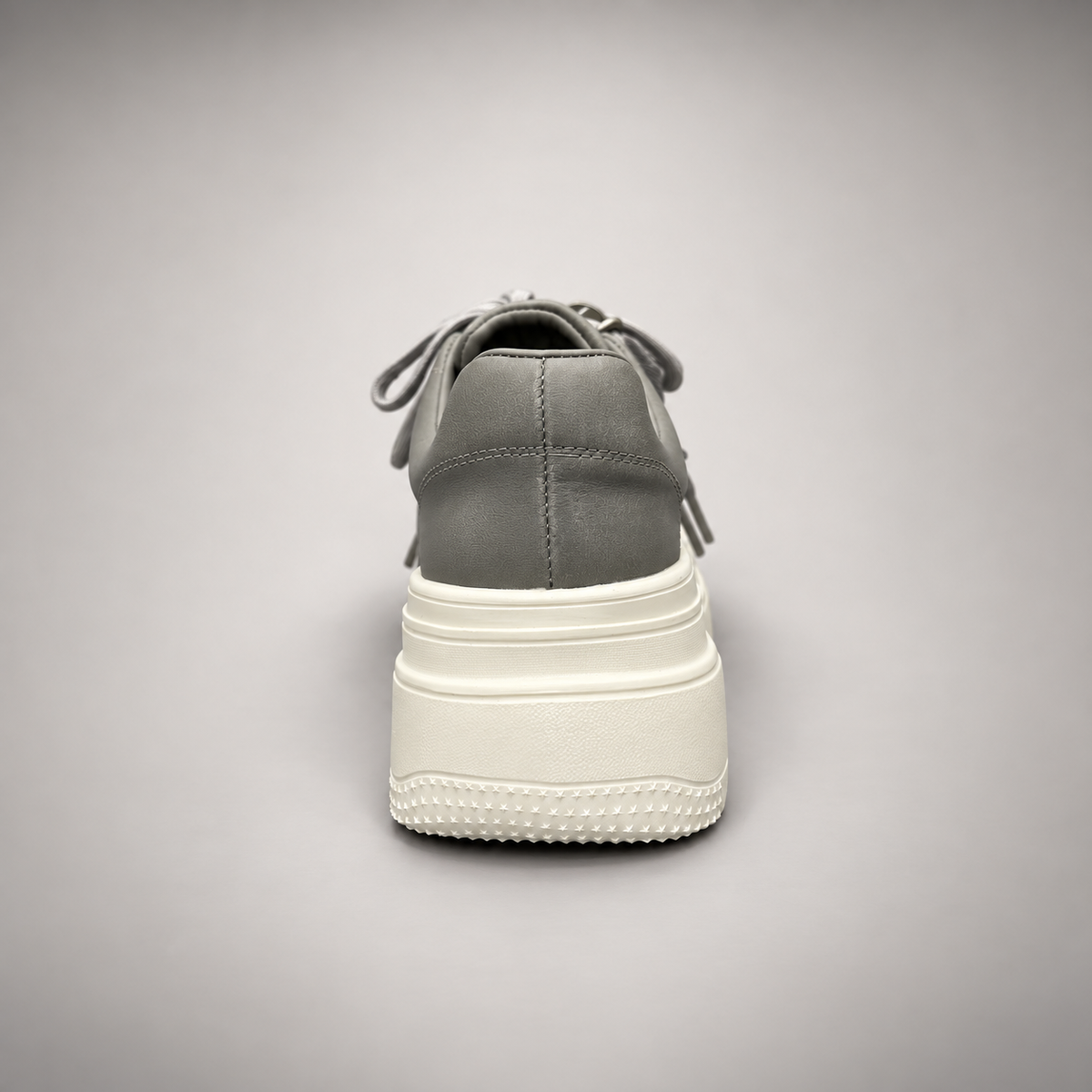 Gray-White Platform Leather Sneakers