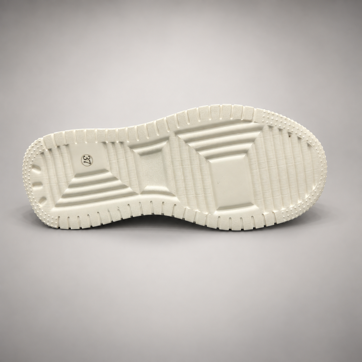 Gray-White Platform Leather Sneakers