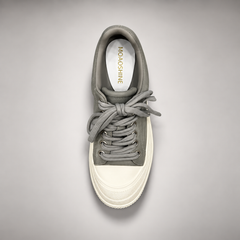 Gray-White Platform Leather Sneakers