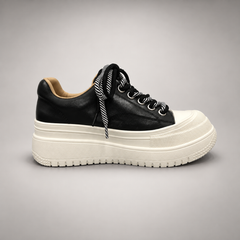 Black-White Rope-Lace Platform Sneakers