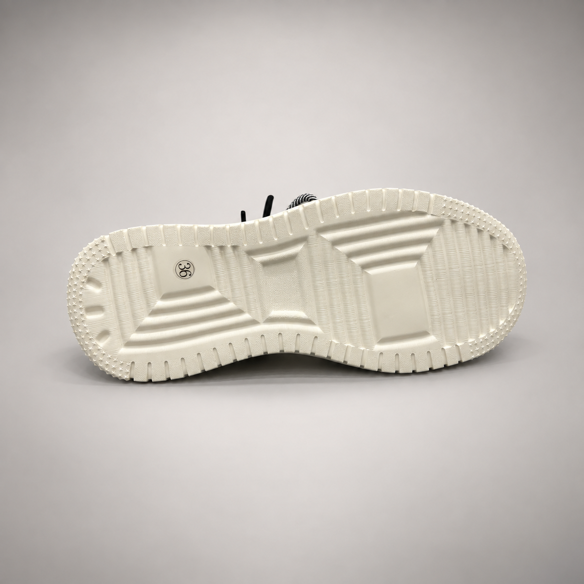 Black-White Rope-Lace Platform Sneakers