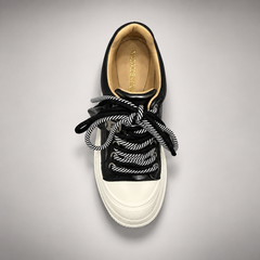 Black-White Rope-Lace Platform Sneakers