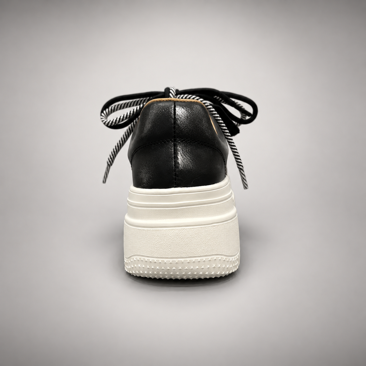 Black-White Rope-Lace Platform Sneakers