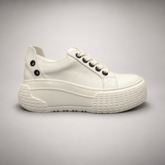 Cream Platform Lace-Up Sneakers