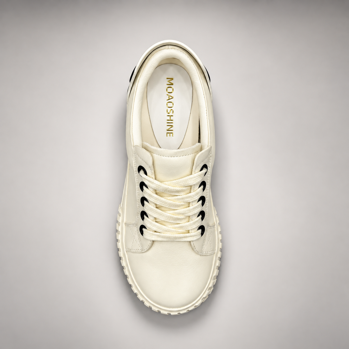 Cream Platform Lace-Up Sneakers
