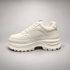Cream Chunky Lace-Up Sneakers