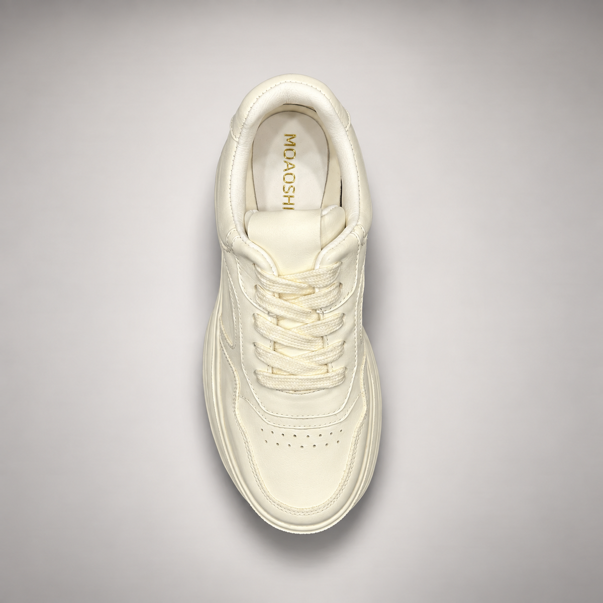 Cream Chunky Lace-Up Sneakers